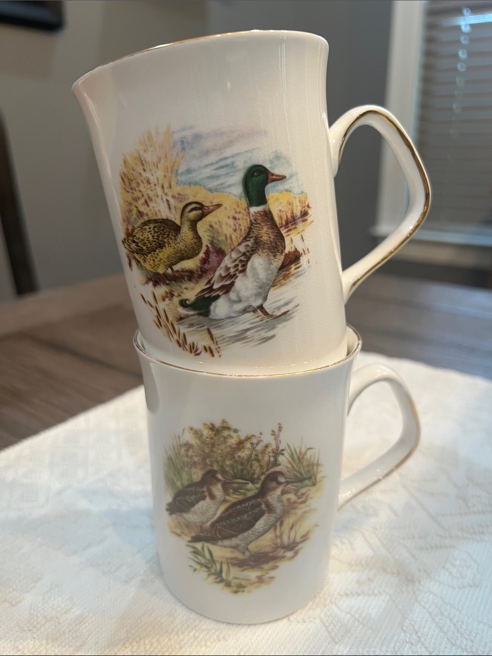 Vintage Elizabethan Fine Bone China Cups Mallard Duck / Pheasant Made in England